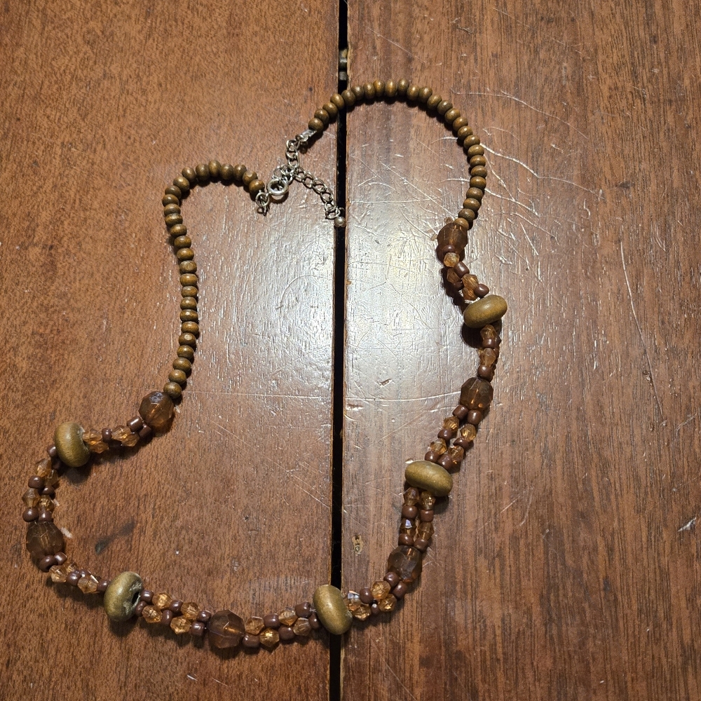 Elegant Brown Beaded Necklace Length Is 22 Inches New Without Tags